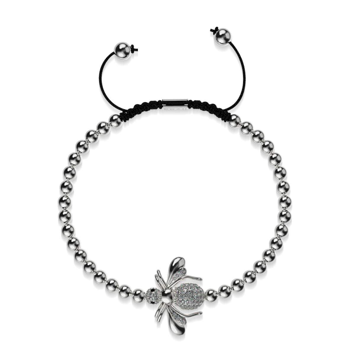 Reine | Argent | Bracelet Charmballa en cristal d'abeille en macramé