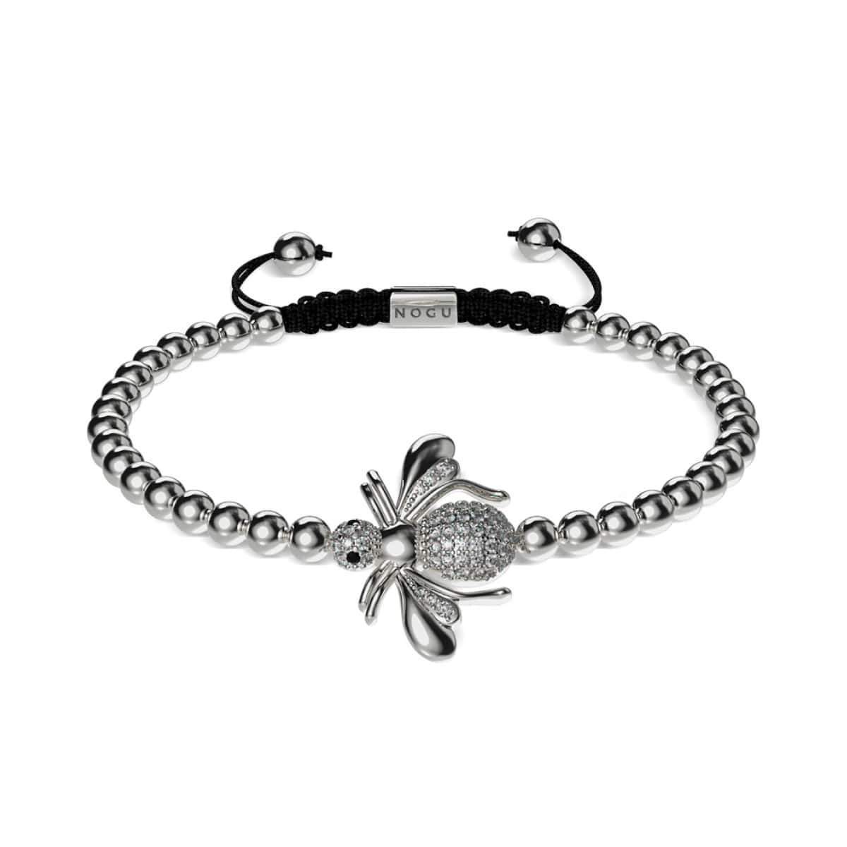 Reine | Argent | Bracelet Charmballa en cristal d'abeille en macramé
