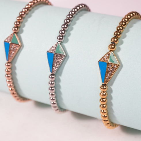 Cerf-volant | Or 18 carats | Émail | Bracelet à breloques en cristal