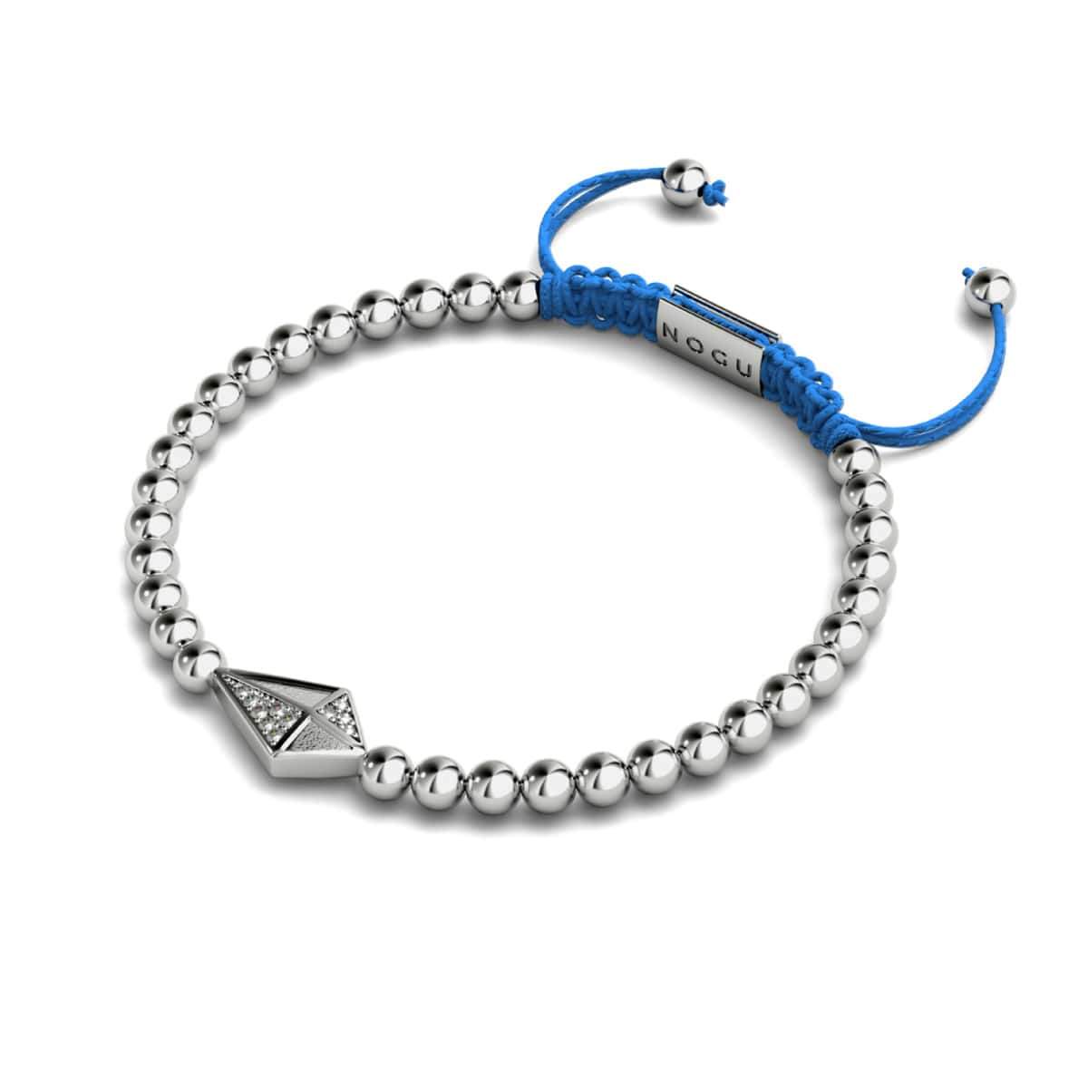 Cerf-volant | Argent & Bleu | Bracelet Charmballa en Cristal de Macramé