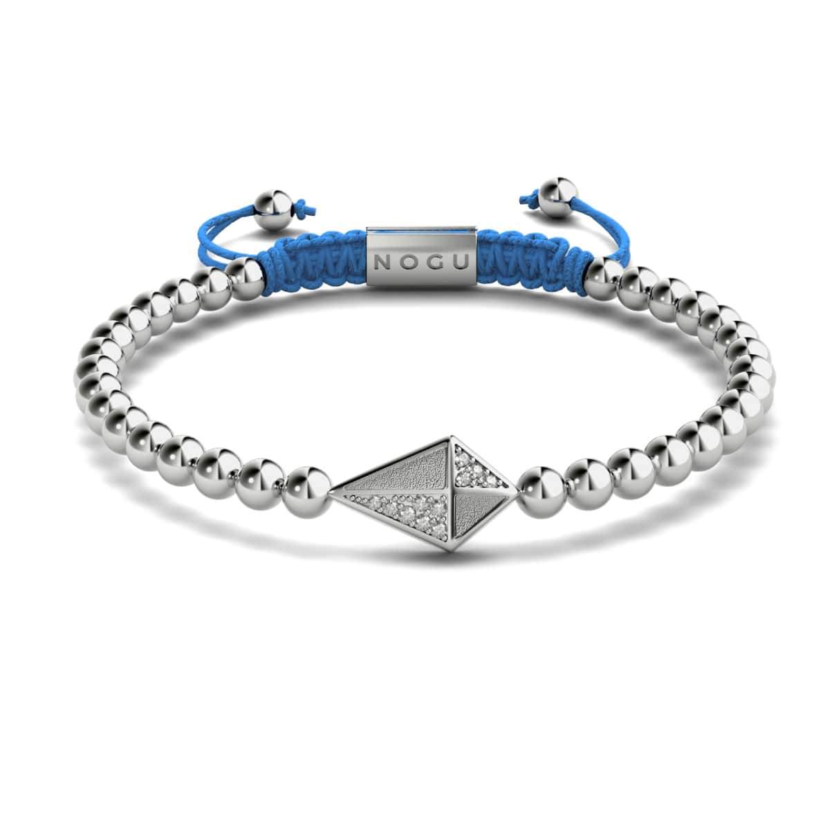 Cerf-volant | Argent & Bleu | Bracelet Charmballa en Cristal de Macramé