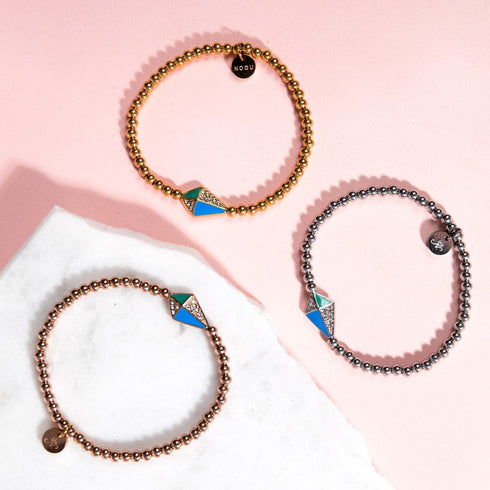 Cerf-volant | Argent | Émail | Bracelet à breloques en cristal