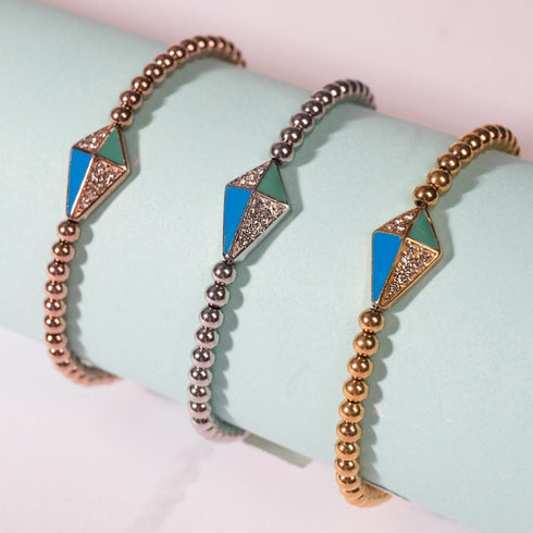 Cerf-volant | Argent | Émail | Bracelet à breloques en cristal