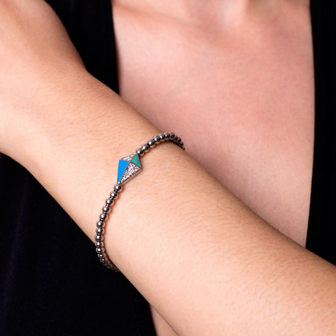 Cerf-volant | Argent | Émail | Bracelet à breloques en cristal