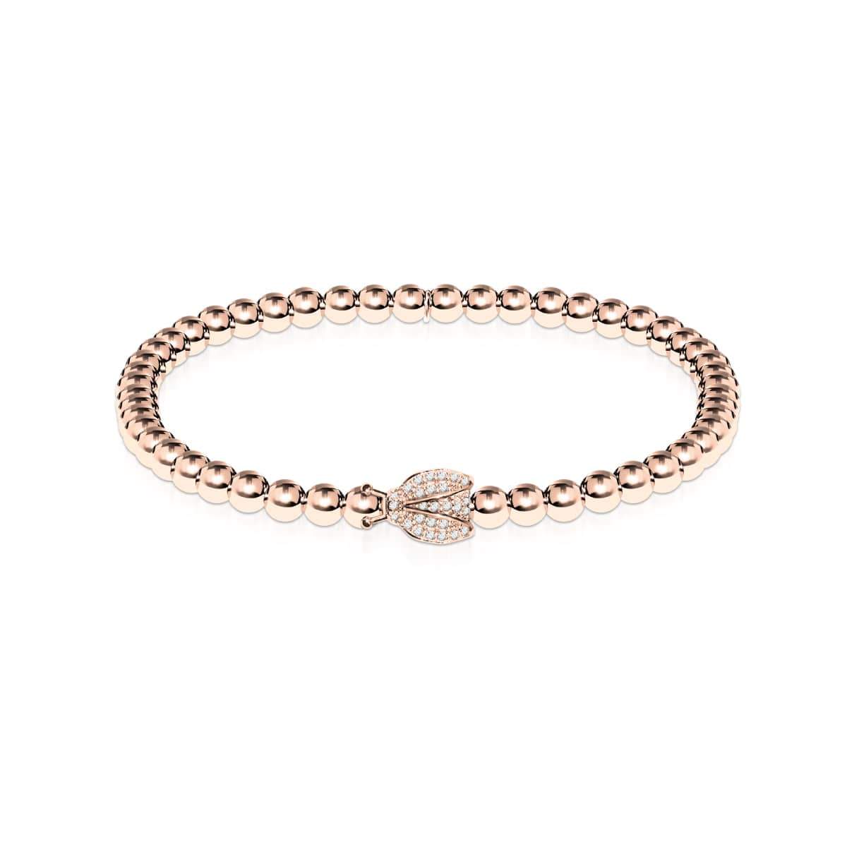 Insecte chanceux | Or rose 18 carats | Coccinelle de cristal