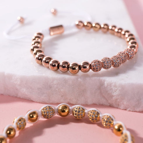 Or rose 18 carats | Bracelet Gala Pavé de Cristaux | Blanc