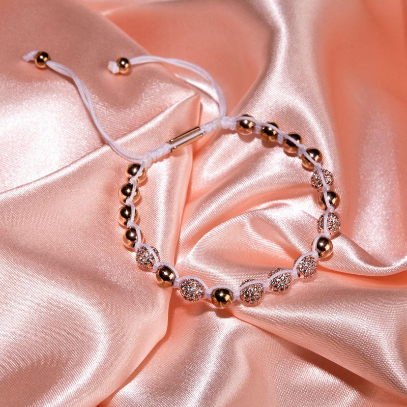 Or rose 18 carats | Bracelet Kikiballa Pavé de Cristaux | Blanc