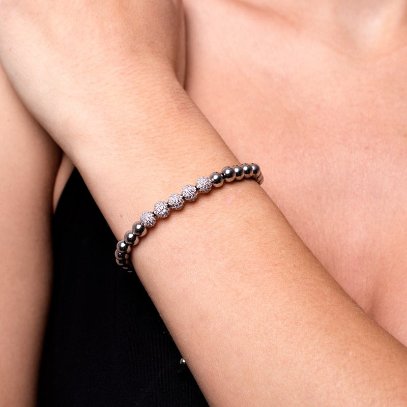 Argent | Bracelet Gala Pavé de Cristaux | Noir