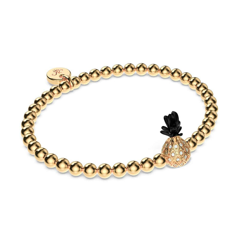 Piña Colada | Gunmetal & 18k Gold | Crystal Pineapple Bracelet