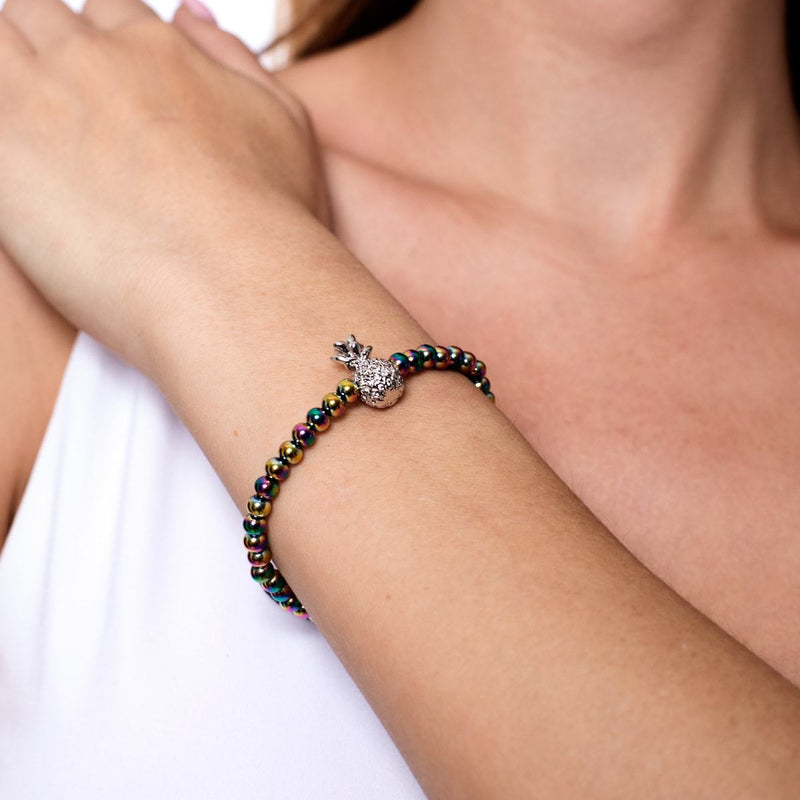 Pina Colada | Unicorn Silver | Crystal Pineapple Bracelet