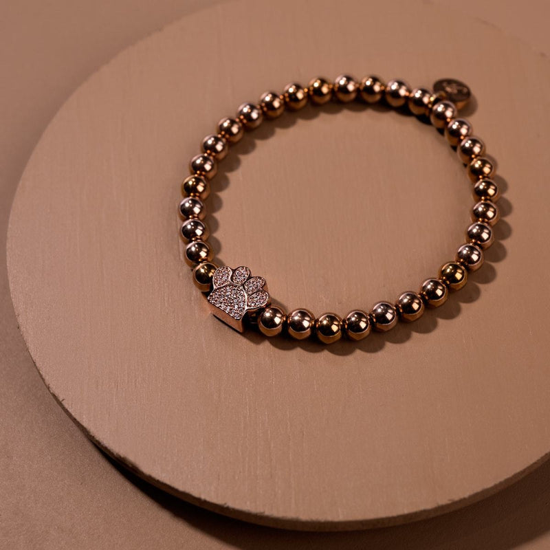 patte | Or rose 18 carats | Impression de chiot en cristal
