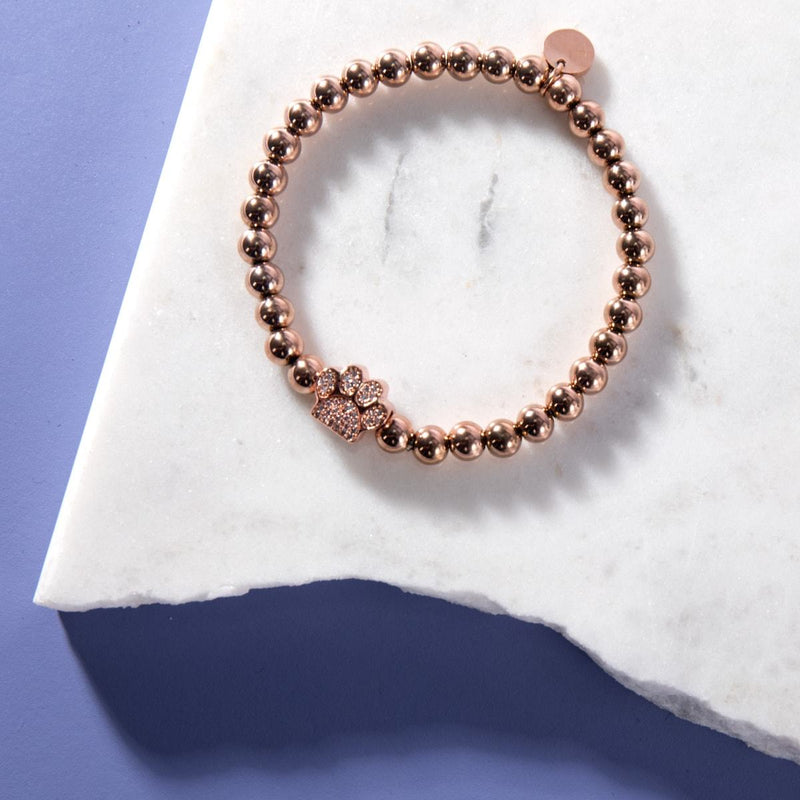 patte | Or rose 18 carats | Impression de chiot en cristal