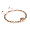 patte | Or rose 18 carats | Rose | Impression de chiot en cristal | Bracelet Charmballa en macramé