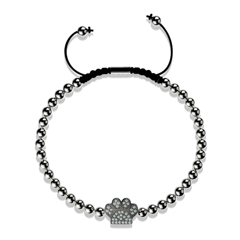 patte | Bronze à canon | Noir | Impression de chiot en cristal | Bracelet Charmballa en macramé