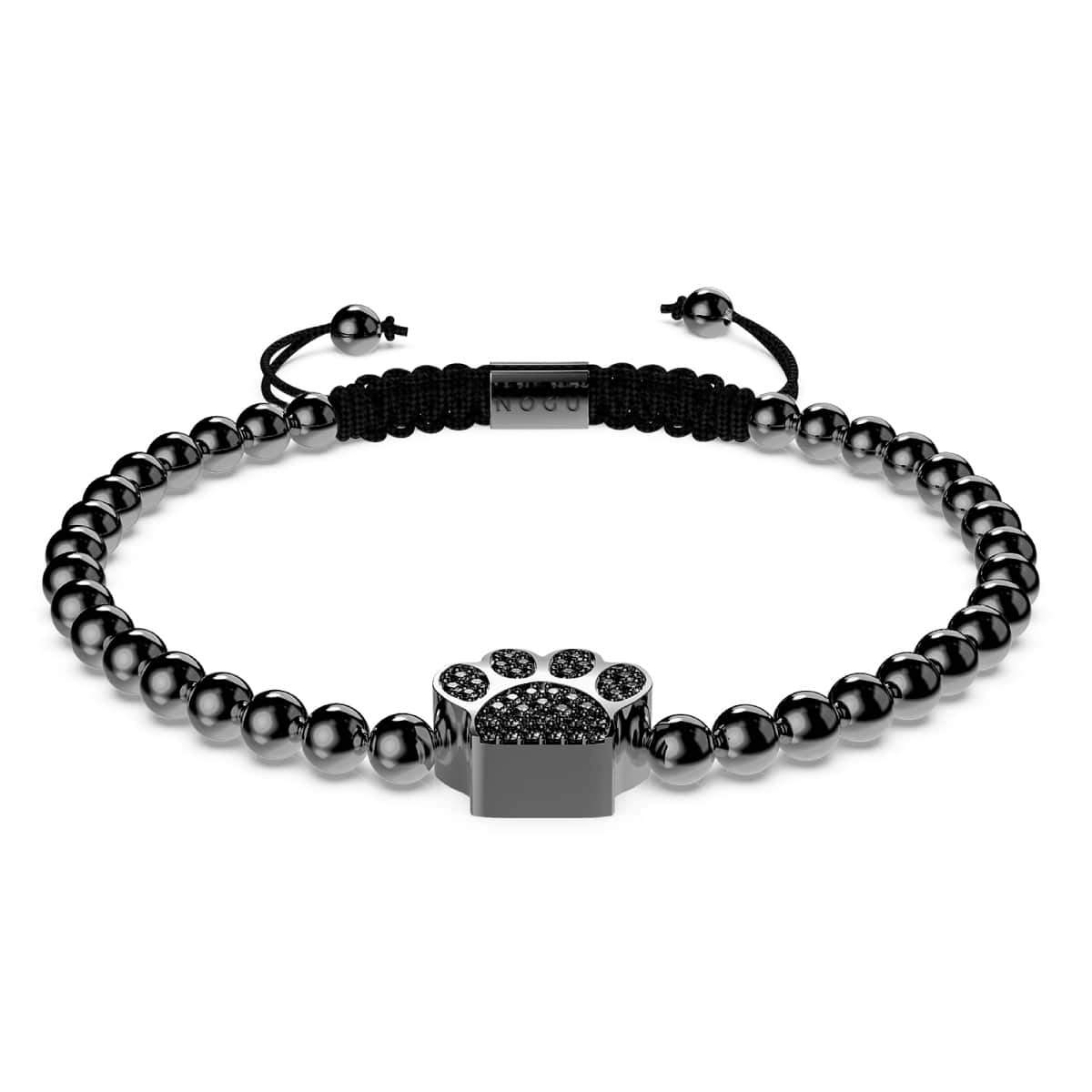 patte | Bronze à canon | Noir | Impression de chiot en cristal | Bracelet Charmballa en macramé