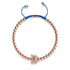 Crabe de mer de cristal | Or rose 18 carats | Bleu | Bracelet Charmballa en macramé