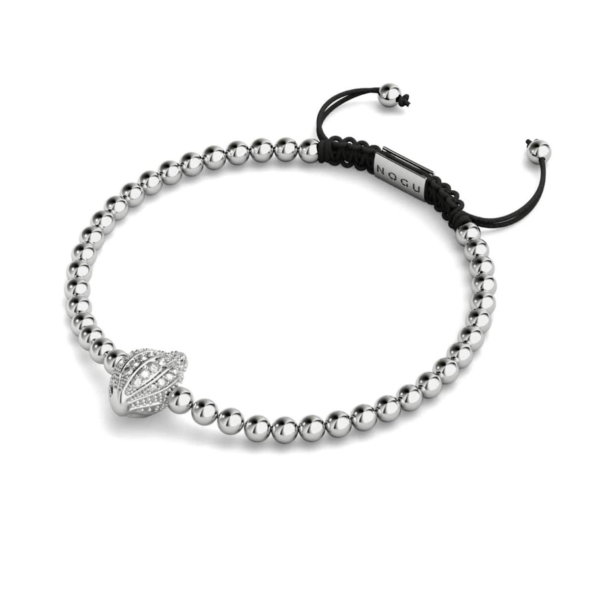 île | Argent | Bracelet Charmballa en macramé avec coquille de conque en cristal