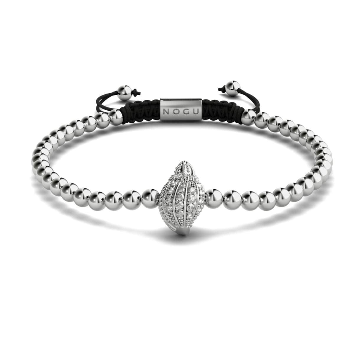 île | Argent | Bracelet Charmballa en macramé avec coquille de conque en cristal