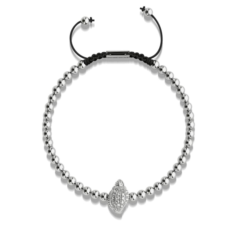 Isla | Silver | Crystal Conch Shell Macrame Charmballa Bracelet
