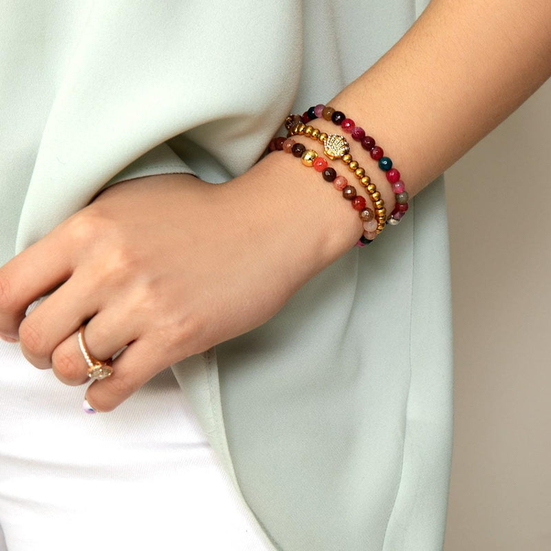 Plage | Or 18 carats | Bracelet à breloques en cristal et coquillage