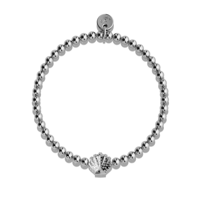 Plage | Argent | Bracelet à breloques en cristal et coquillage