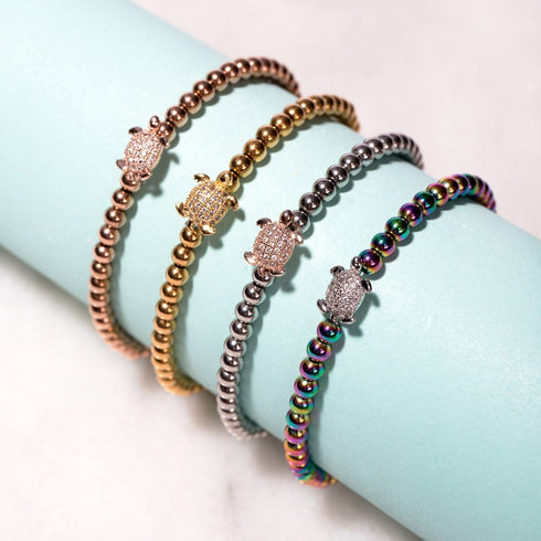 Tortue | Or 18 carats | Bracelet tortue de mer en cristal
