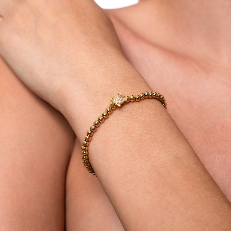 Tortue | Or 18 carats | Bracelet tortue de mer en cristal