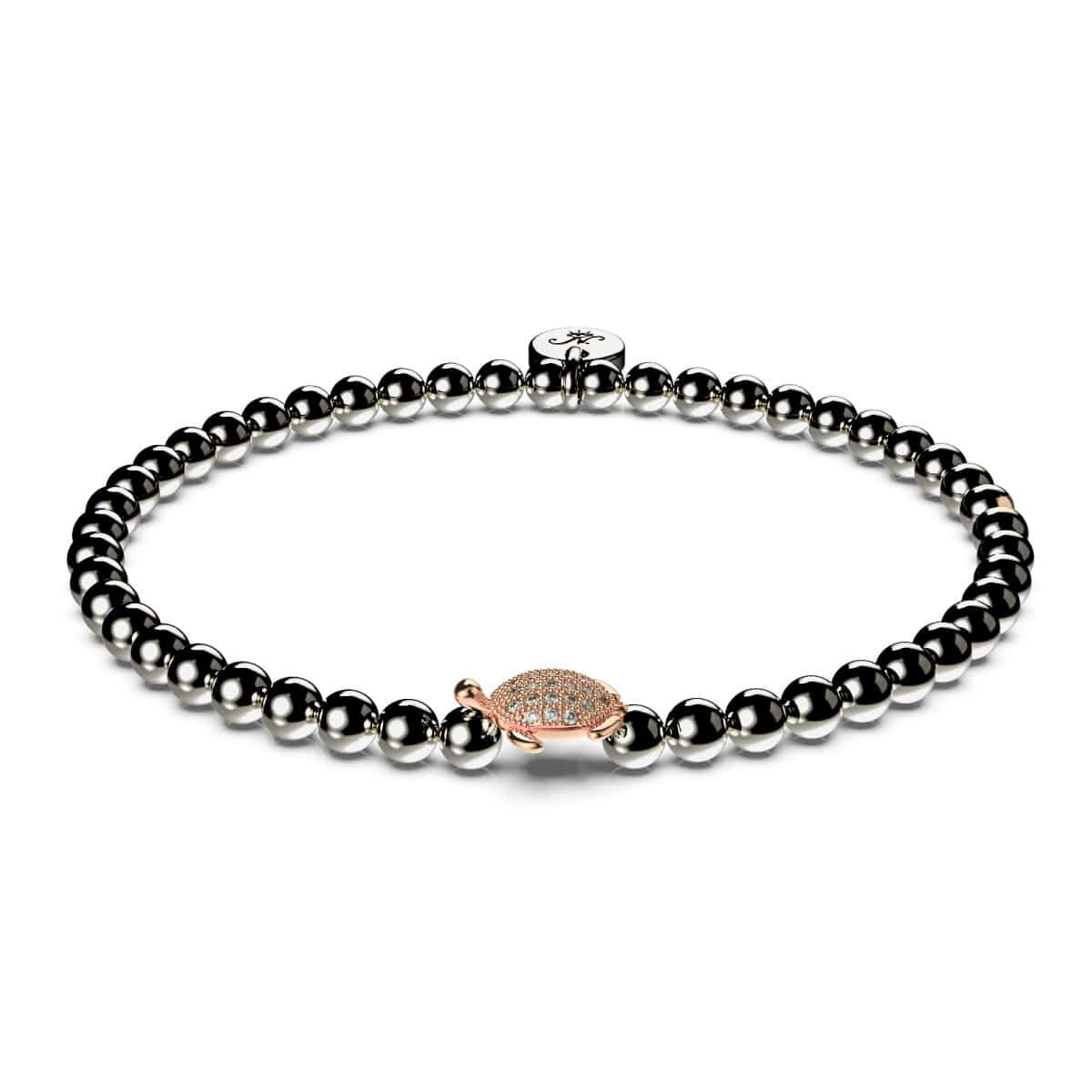 Tortue | Bronze à canon et or rose 18 carats | Bracelet tortue de mer en cristal