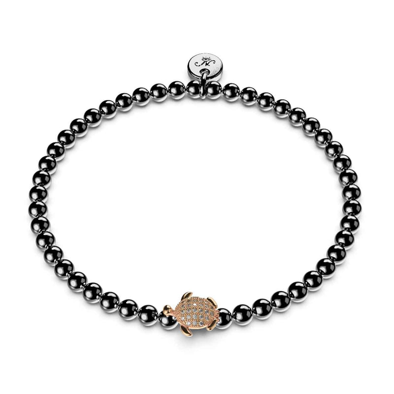 Tortue | Bronze à canon et or rose 18 carats | Bracelet tortue de mer en cristal