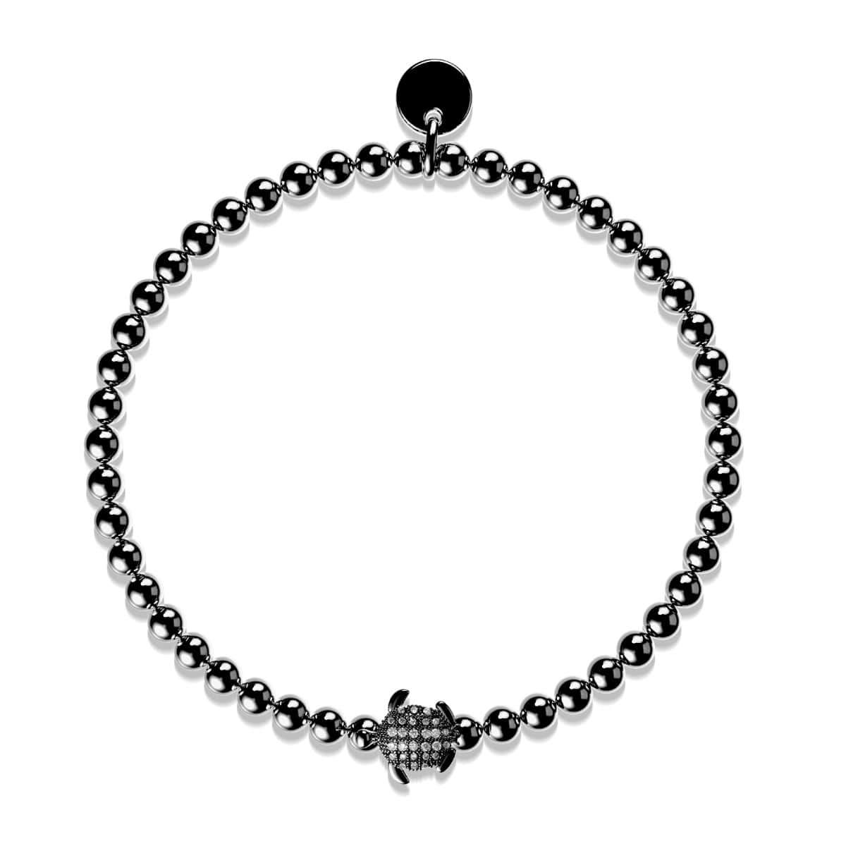 Tortuga | Onyx Steel | Crystal Sea Turtle Bracelet