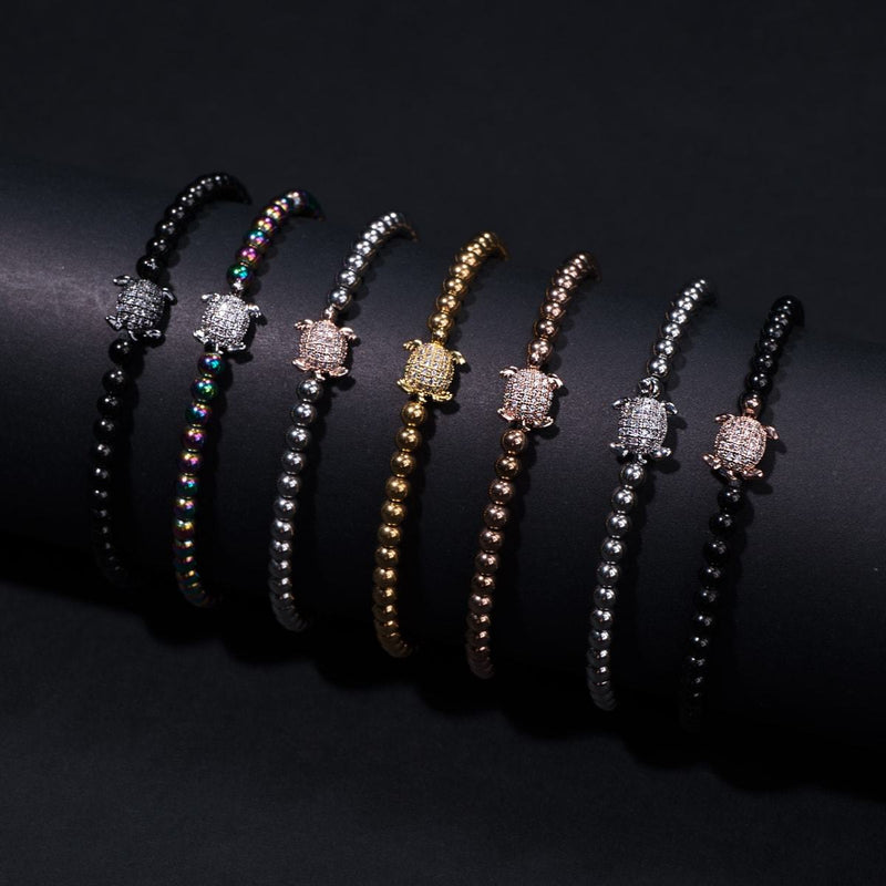 Tortue | Argent et or rose 18 carats | Bracelet tortue de mer en cristal