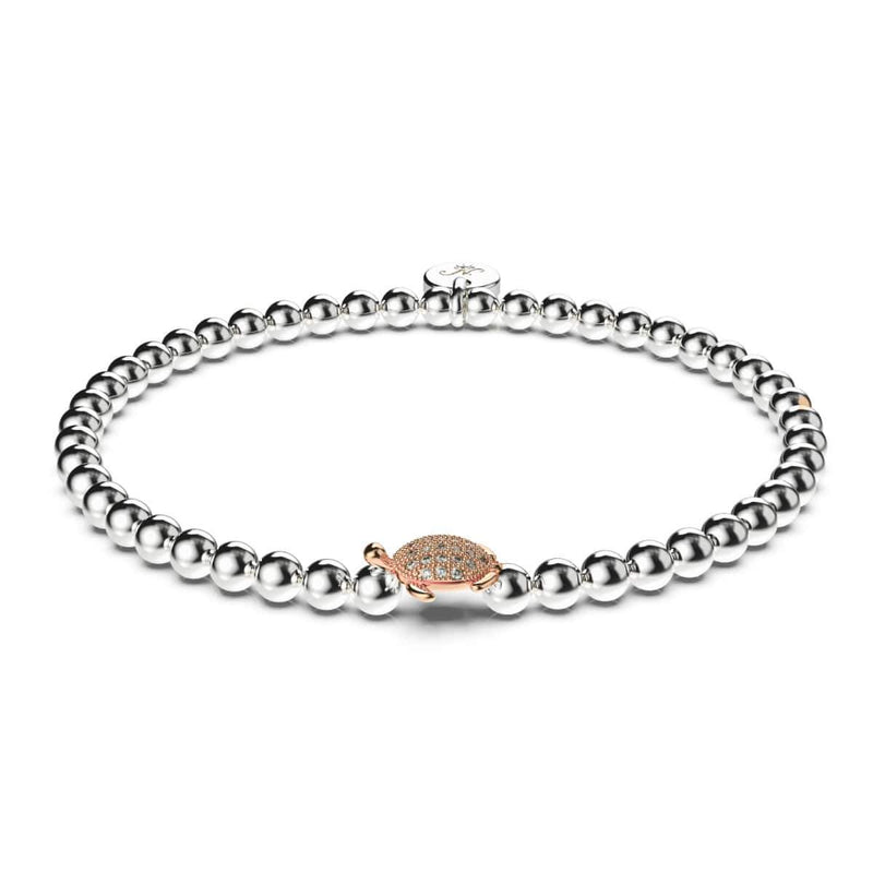 Tortue | Argent et or rose 18 carats | Bracelet tortue de mer en cristal