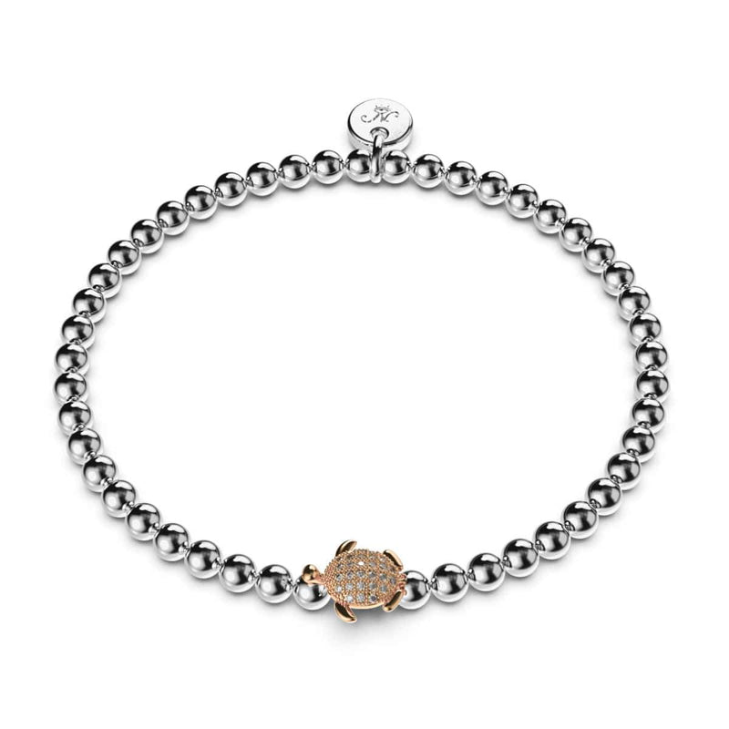 Tortue | Argent et or rose 18 carats | Bracelet tortue de mer en cristal