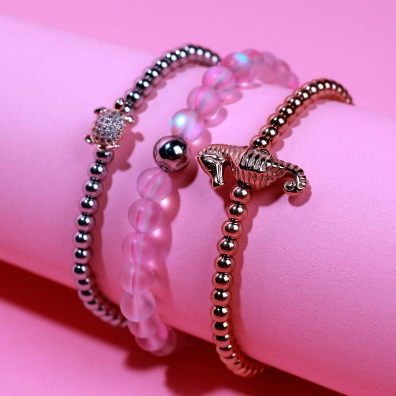 Tortue | Argent et or rose 18 carats | Bracelet tortue de mer en cristal