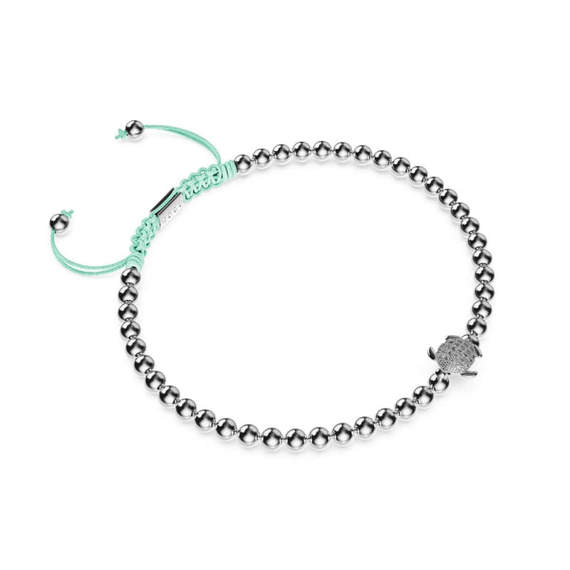 Tortuga | Silver | Aqua | Crystal Sea Turtle | Macrame Charmballa Bracelet
