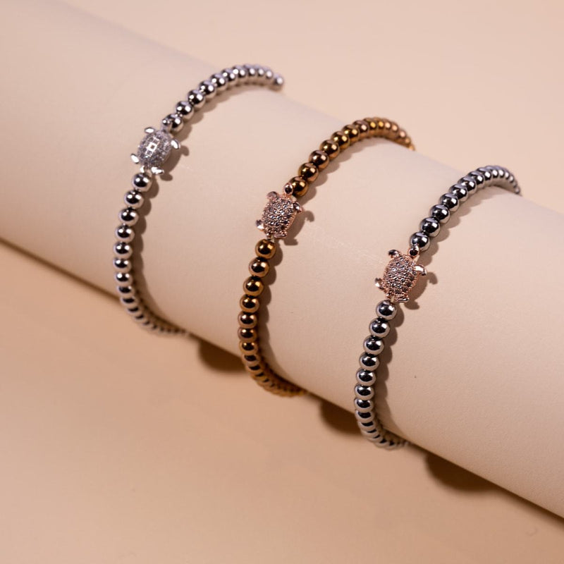 Tortue | Argent | Bracelet tortue de mer en cristal