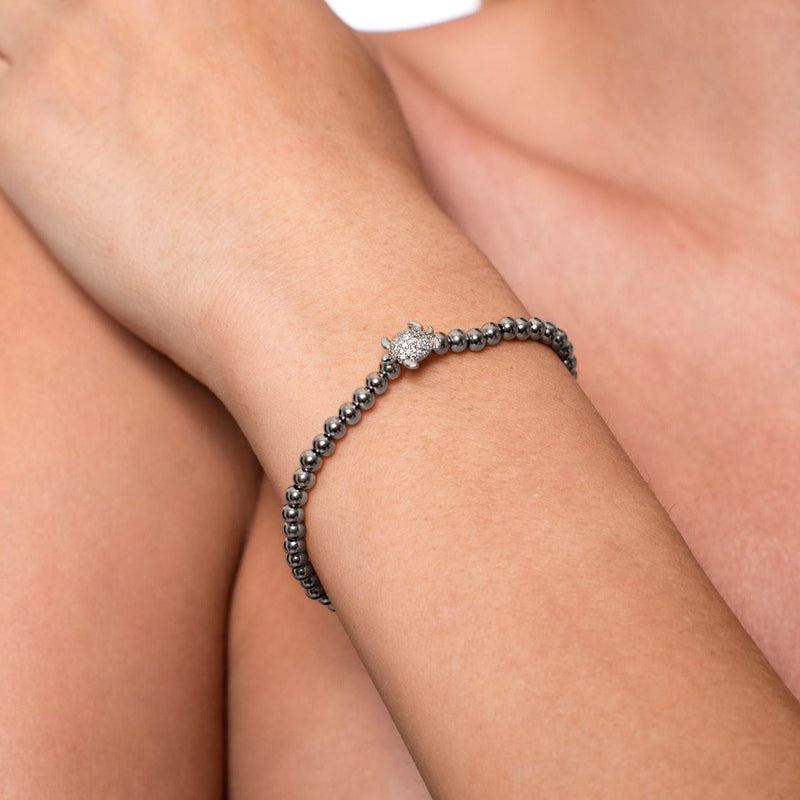 Tortue | Argent | Bracelet tortue de mer en cristal