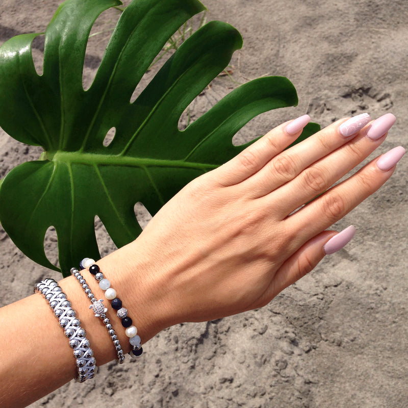 Tortue | Argent | Bracelet tortue de mer en cristal