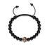 Équilibre | Or rose 18 carats et bronze à canon | Noir | Cristal Yin Yang | Bracelet Charmballa en macramé