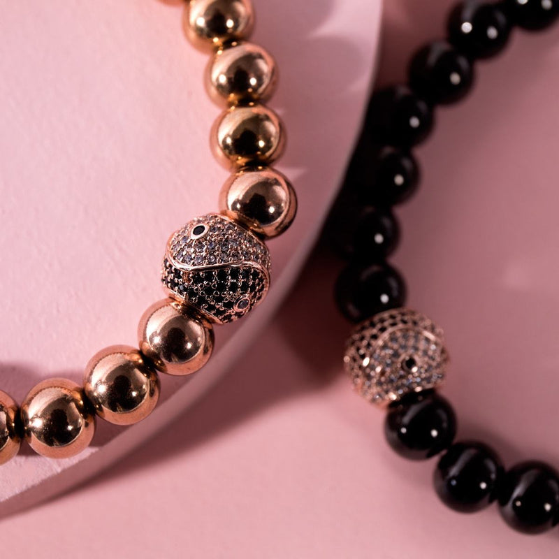 Équilibre | Or rose 18 carats et bronze à canon | Cristal Yin Yang