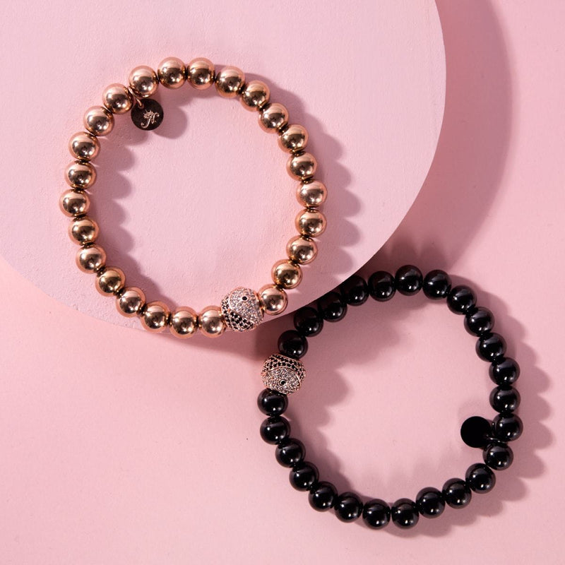 Équilibre | Or rose 18 carats et bronze à canon | Cristal Yin Yang