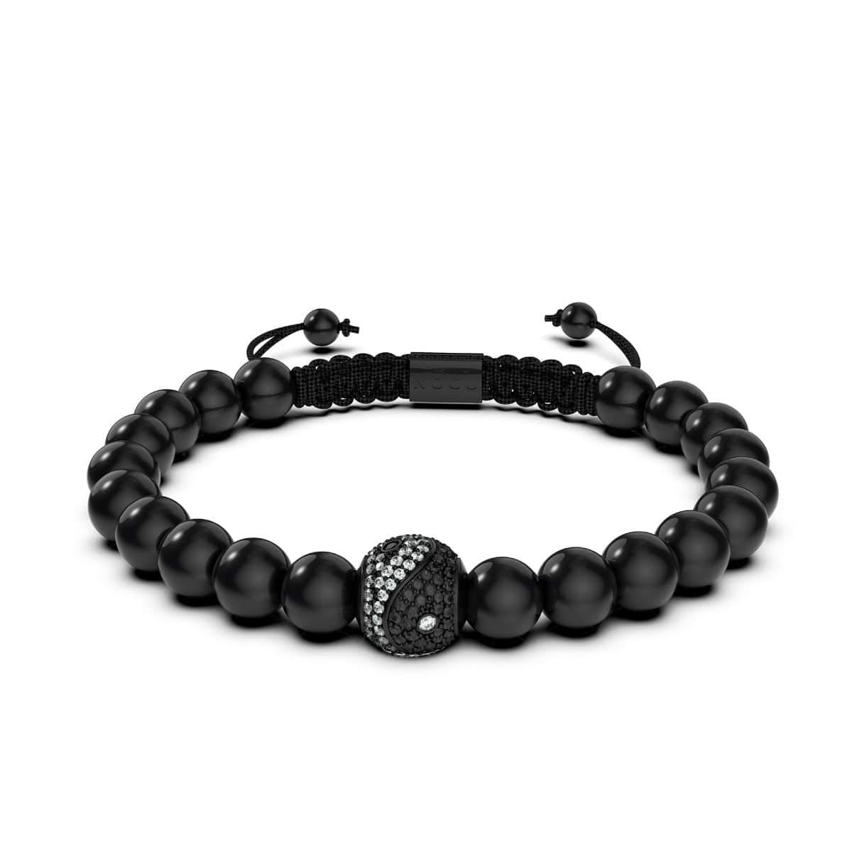 Équilibre | Bronze à canon | Noir | Cristal Yin Yang | Bracelet Charmballa en macramé