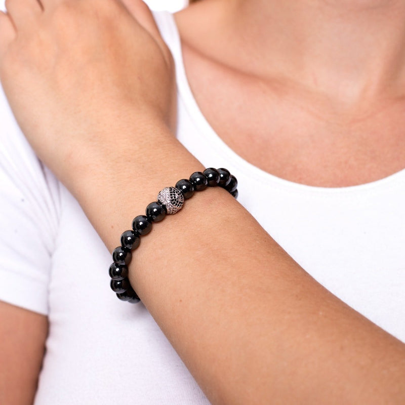 Équilibre | Argent & Hématite | Cristal Yin Yang