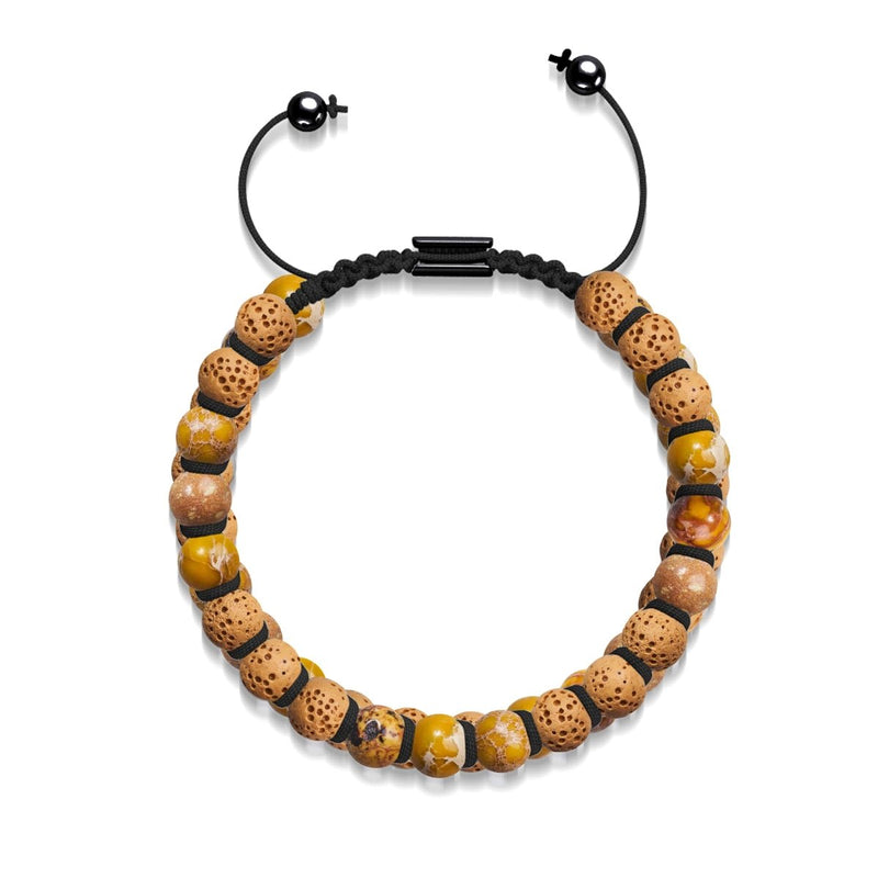 Coriandre Jaspe Océanique | Bronze à canon | Bracelet Diffuseur Pierre de Lave