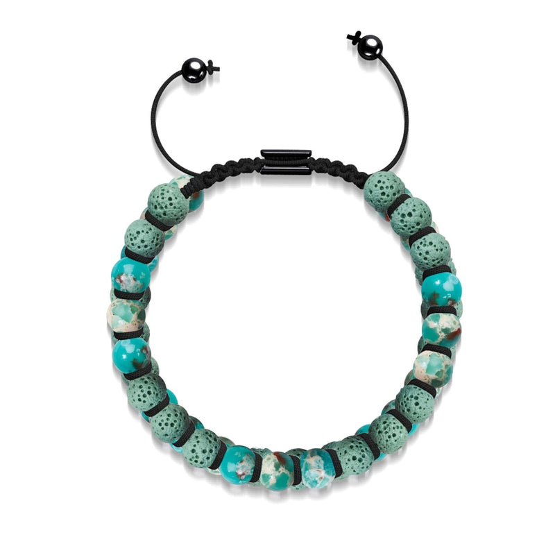 Jaspe Océanique Vert | Bronze à canon | Bracelet Diffuseur Pierre de Lave