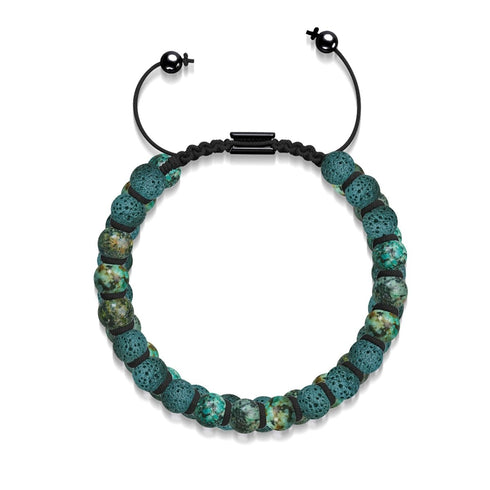 Jaspe océanique sarcelle | Bronze à canon | Bracelet Diffuseur Pierre de Lave