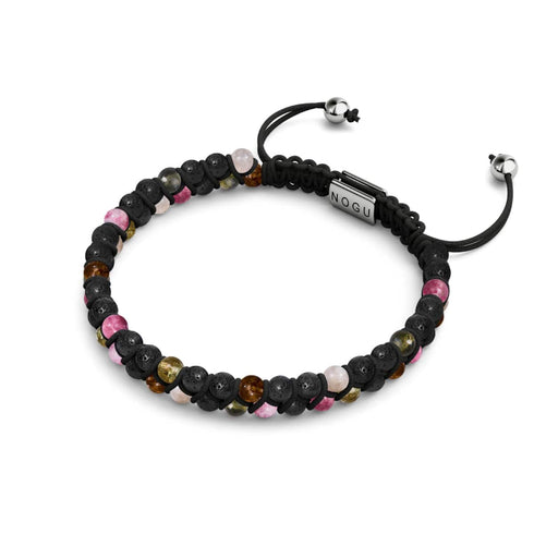 Tourmaline x Pierre de lave | Argent sterling .925 | Bracelet Mini Diffuseur