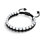 Pierre de Lune & Agate Noire | Bronze à canon | Bracelet Double Géom