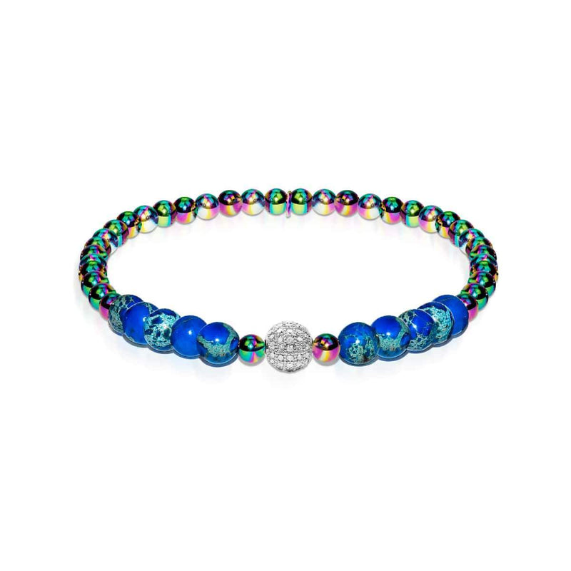 Atlantide | Licorne Argent | Bracelet de pierres précieuses de mer en cristal