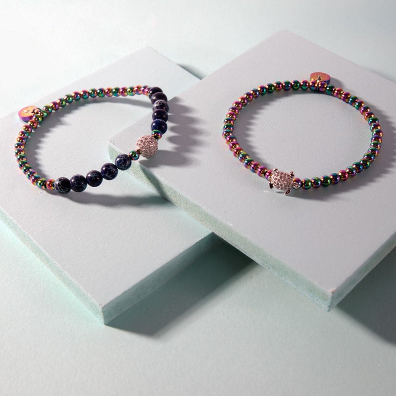 Atlantide | Licorne Argent | Bracelet de pierres précieuses de mer en cristal